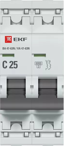Автоматический выключатель ВА 47-63N C25/2 6кА Proxima EKF
