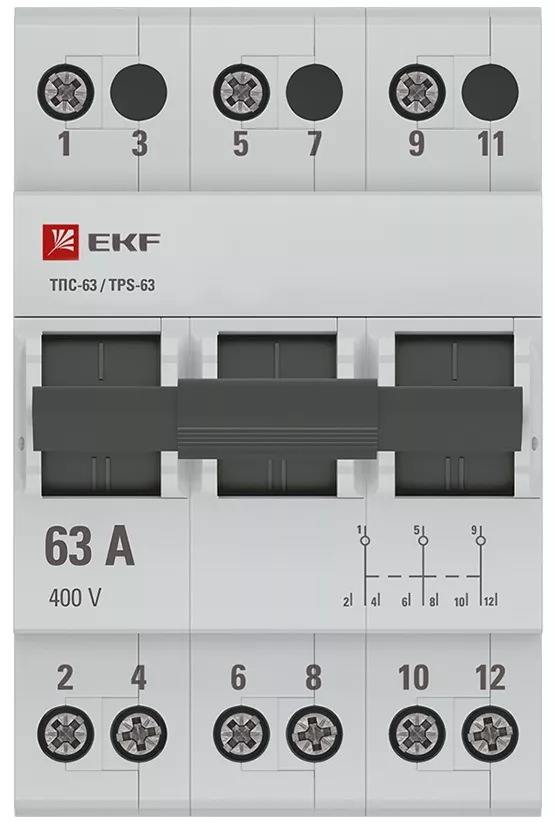 Трехпозиционный переключатель ТПС-63 3P 63А EKF PROxima