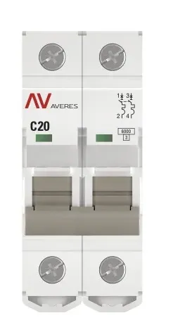 Автоматический выключатель AV-6 C20/2 6кА  AVERES EKF