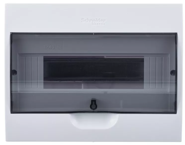 Щит накладной с прозрачной дверью 1ряд/12мод, IP40, IK07, 63А, 2 клеммы