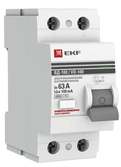 УЗО ВД-100 63/2 100мА, тип AC, 4,5кА PROXIMA EKF