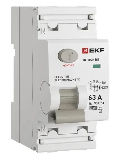 УЗО ВД-100N S 63/2 300мА, тип AC, 6кА PROXIMA EKF