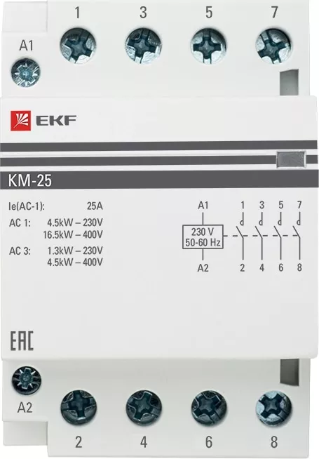 Контактор КМ 25А 220В 4NО (3 мод.) PROxima