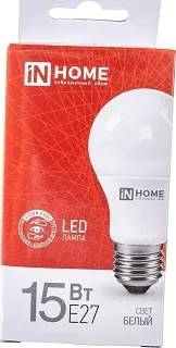 Лампа LED A60 Е27 4000К 15Вт 1350Лм IN HOME, 