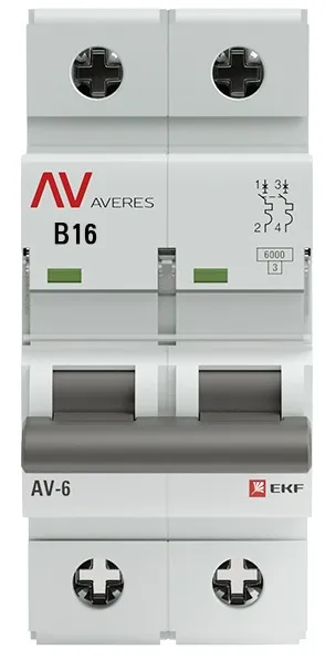 Автоматический выключатель AV-6 B16/2 6кА  AVERES EKF