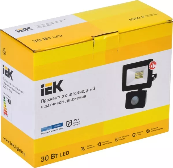 Прожектор СДО 06-20Д светодиодный черный с ДД IP54 6500K IEK