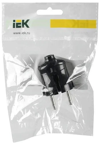 Вилка прямая б/з 6А Черная ВПп20-02-Ст IEK