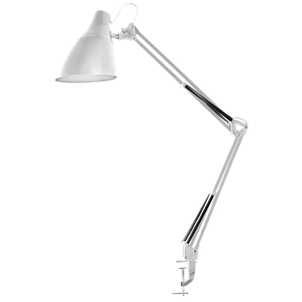 Светильник настольный Camelion KD-335 C01 белый (метал. струбцина, 230V, 40W, E27)