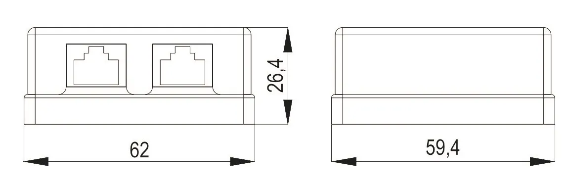 Настенная информационная розетка RJ45 8P8C, кат.5Е UTP, 2-порта, ITK
