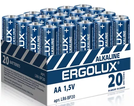 Элемент питания Ergolux Alkaline BP20 LR6 (ПРОМО, LR06 BP20, АА 1.5В)