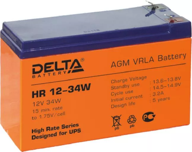 Аккумуляторная батарея Delta HR12-34W (12В 9Ач) (151*65*94)