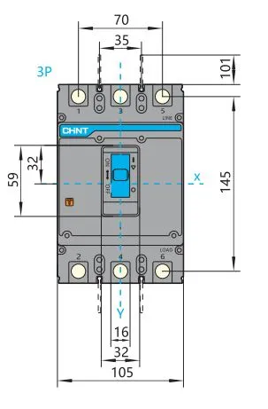 Автоматический выключатель NXM-250S 200A 35kA 3p. CHINT, 