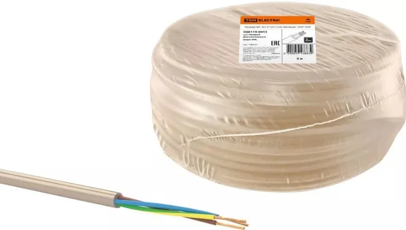 Кабель ПВС 3*0,75 380V бежевый