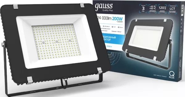Прожектор  LED GAUSS QPLUS 200W 175-265V 21000Lm 6500K IP65  Графит