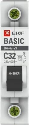 Автоматический выключатель ВА 47-29 C32/1 4.5кА Basic EKF РАСПРОДАЖА СКИДКИ НЕТ