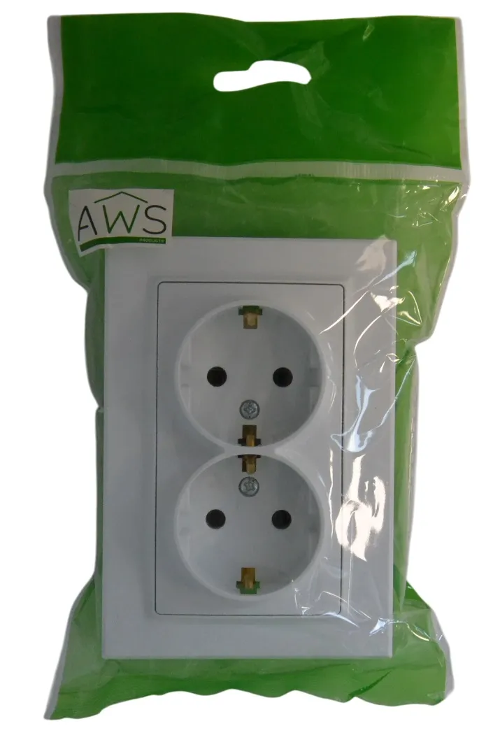 Розетка 2-я с/з белая SD-P1012W AWSPRODUCTS