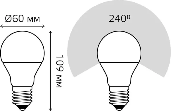 Лампа GAUSS LED A60 12W 220V E27 4100K 1200Lm