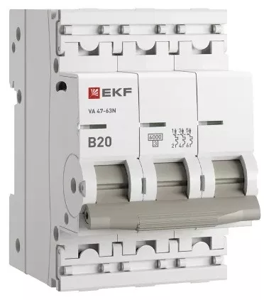 Автоматический выключатель ВА 47-63N B20/3 6кА Proxima EKF (без НДС)
