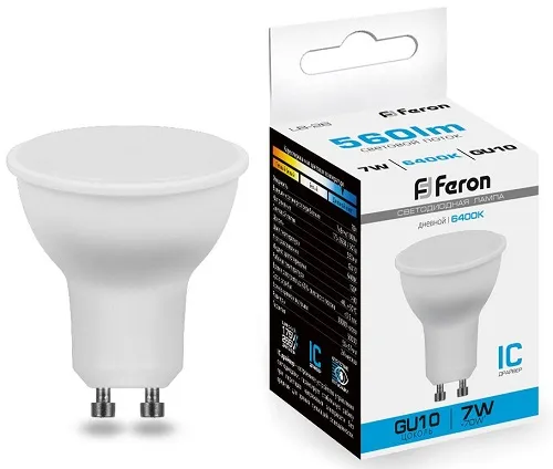 Лампа LED MR16 GU10 6400К 7Вт 580Лм Feron
