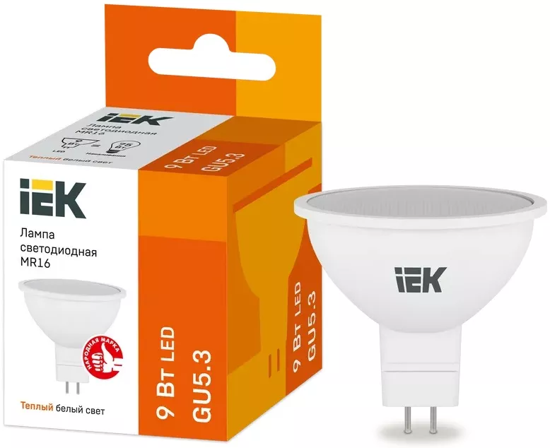 Лампа LED MR16 GU5.3 3000К 9Вт 810Lm IEK