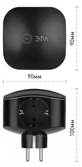 Разветвитель 3 гн. + 2xUSB с/з (Черный) SP-3e-USB-В ЭРА