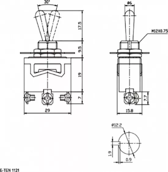 Тумблер 250V 15А (3c) ON-OFF-ON Rexant