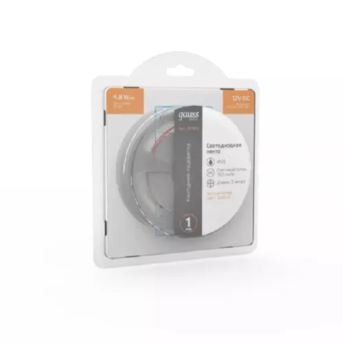 Лента LED 5050 3000K 4,8Вт/м 60LED/м 12В 312Лм/м 3м Gauss
