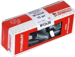 Болт М12*30 DIN933 цинк (15 шт.) (Стройбат)