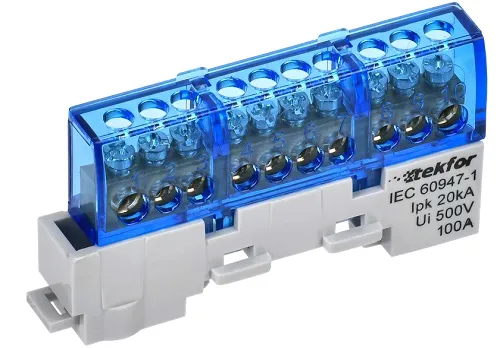 Шина N "ноль" изолированная на универсальном держателе 6х9-10-С TEKFOR IEK