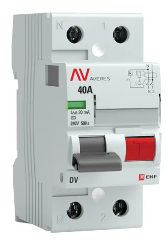 УЗО DV 40/2 30мА, тип AC, 6кА AVERES EKF