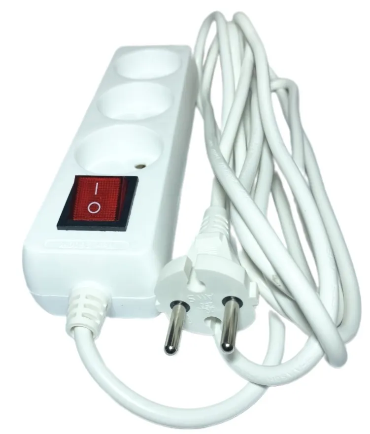 Удлинитель бытовой 3гн. 1,5м б/з с выкл. ПВС 2x0,75mm2 AWS-H03K-1,5