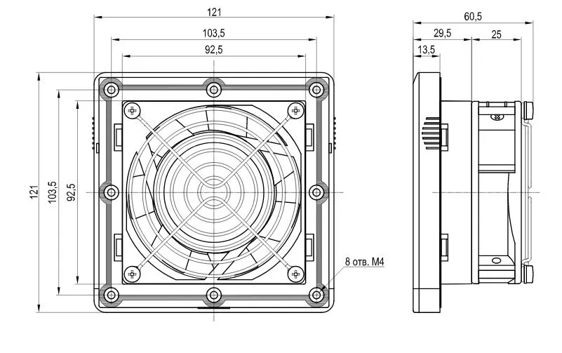 Решётка вентиляционная c фильтром и вентилятором KIPVENT-100.01.230