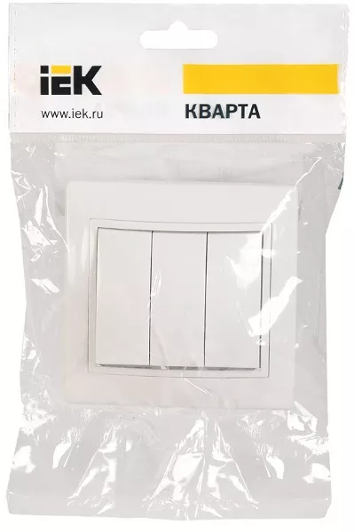 Выключатель 3-кл. белый Кварта IEK