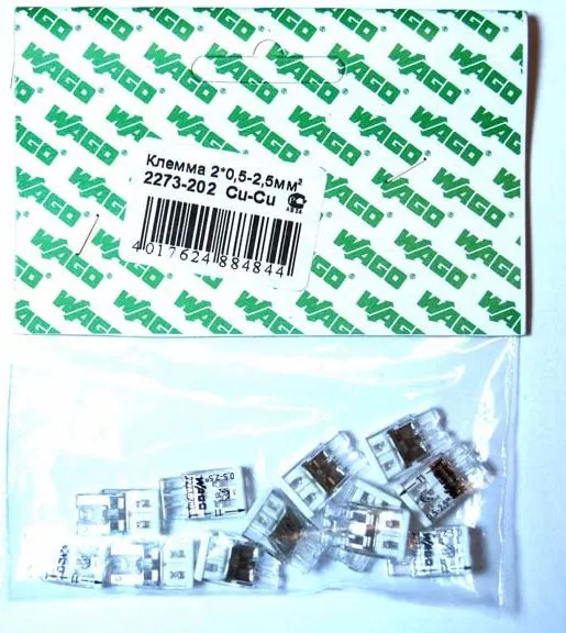 Клеммник 2273-202 2*(0,5-2,5mm) 24A 450V (уп 10шт)