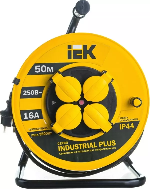 Удлинитель на катушке "Industrial PLUS" УК50 4 места с/з 50м 3х1,5мм2 IP44 IEK