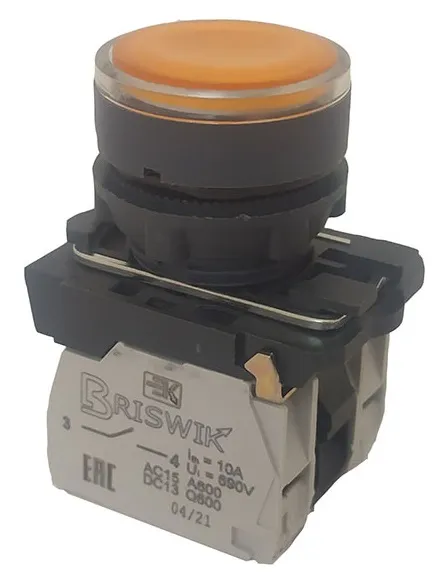 Кнопка КМЕ 4610м -Л 220В жёл. IP65 10А 1но Briswik