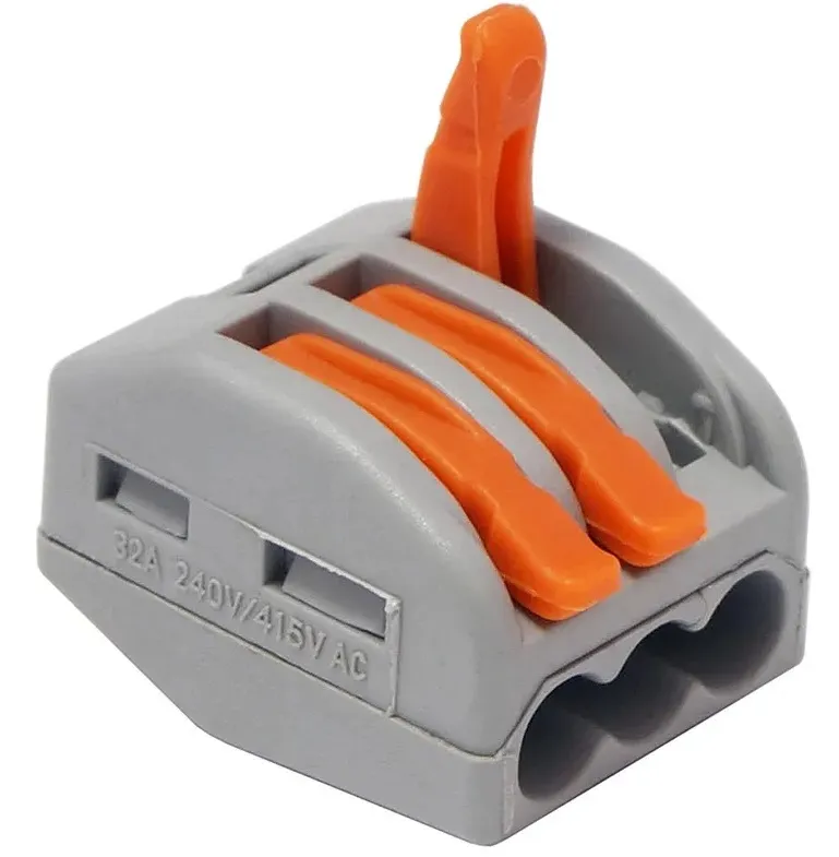 Клемма рычажковая 3 отверстия 0,08-2,5 (уп. 20шт) СМК222-413 серая DORI, уп