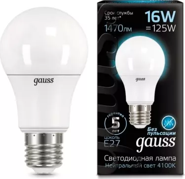 Лампа LED A60 E27 4100К 16Вт 1470Лм Gauss