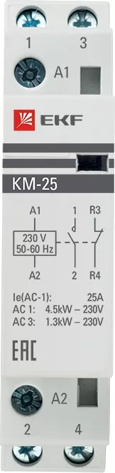 Контактор КМ 25А 230В NО+NC (1 мод.) EKF