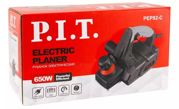 Рубанок PEP82-C (650Вт, 16800 об/мин, 2 ножа 82мм) P.I.T