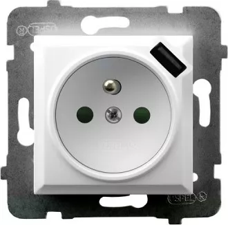 Розетка одинарная штырь + USB GP-1UZPUSB/m/00 (2186)