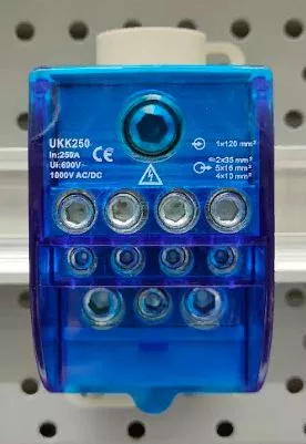 Распределительный блок на DIN-рейку РБЛ "Лесенка"-250 1П 250А (1x120/2x35+ 5x16+ 4x10)