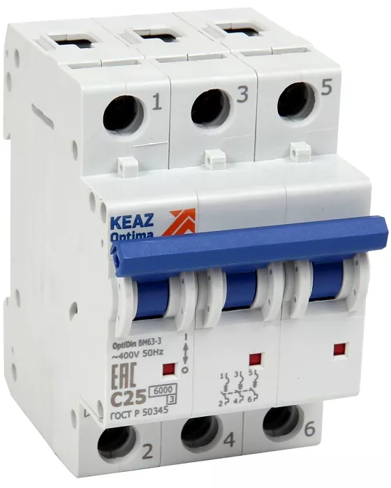 Автоматический выключатель BM63-C16/3 6кА КЭАЗ