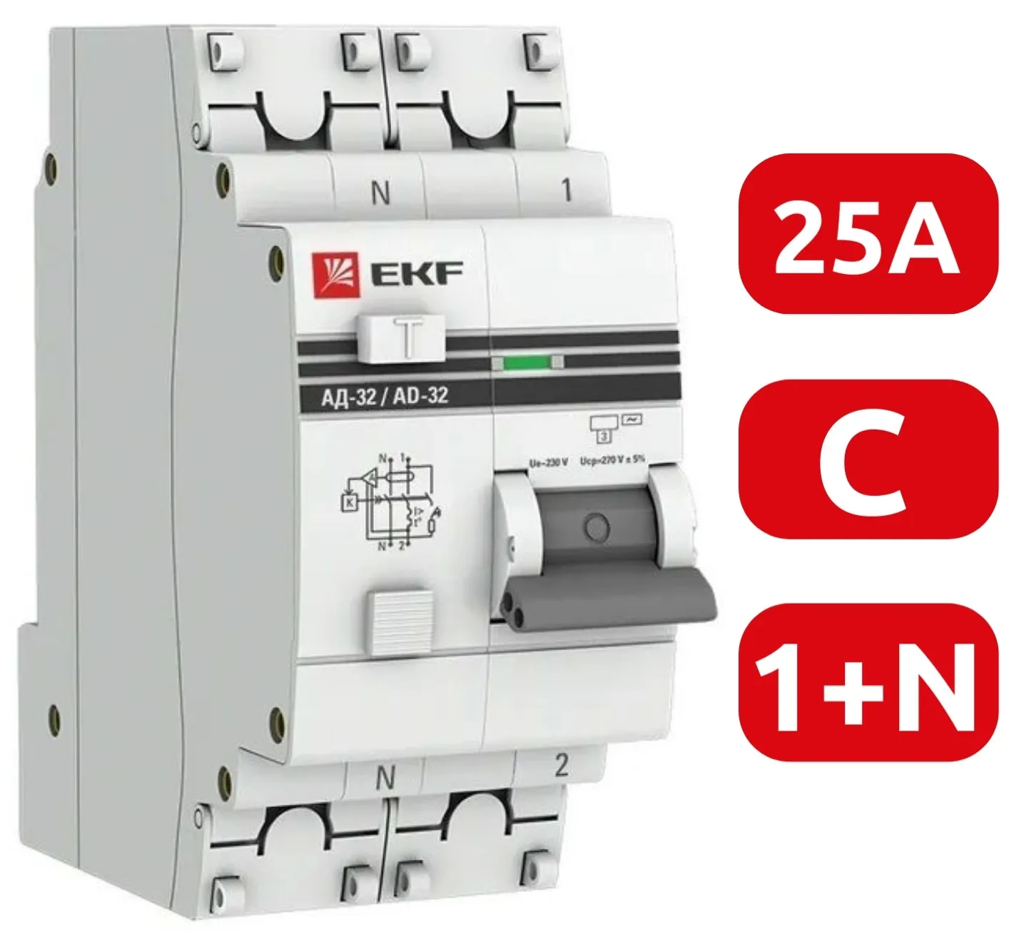 АВДТ АД-32 C25/1+N 30мА, тип АС, 4,5кА PROXIMA EKF РАСПРОДАЖА