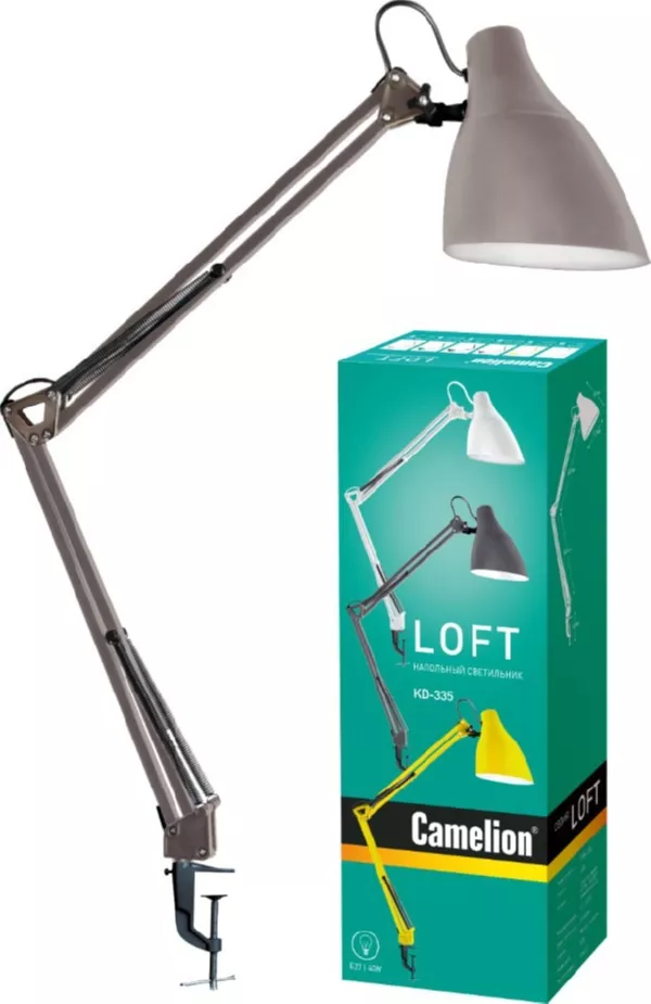 Светильник настольный Camelion KD-335 C26 тауп (метал. струбцина, 230V, 40W, E27)