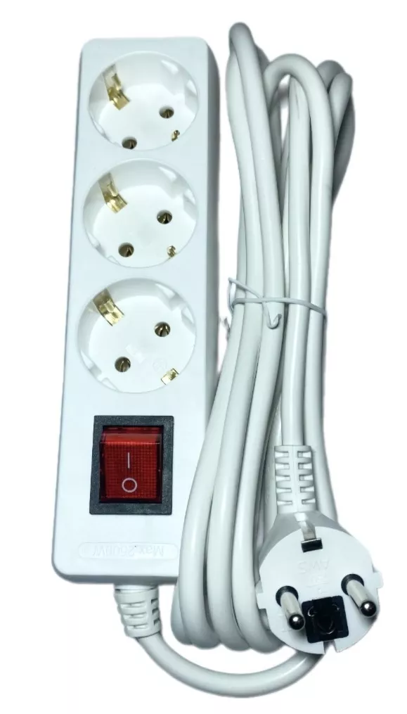 Удлинитель бытовой 3гн. 1,5м с/з с выкл. ПВС 3x1mm2 AWS-G03K-1,5 AWS