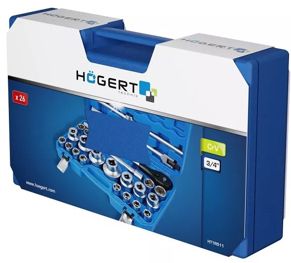 Hабор инструментa 3/4" (26 шт. головки 21-65мм) HOEGERT