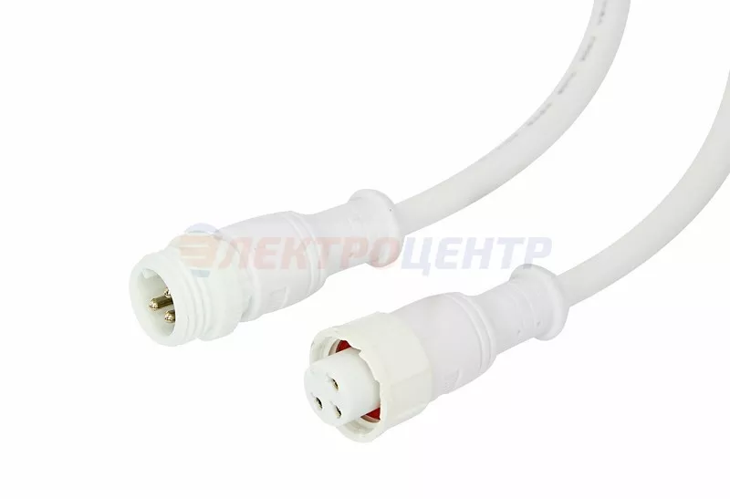 Соединительный кабель (3pin) герметичный (IP67) 3х0.5мм2  300V  белый  REXANT
