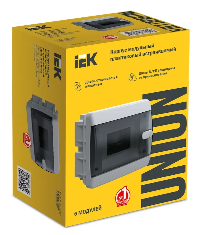 Щит встраиваемый пласт ЩРВ-П-6 IP41 черн прозр дверь UNION IEK