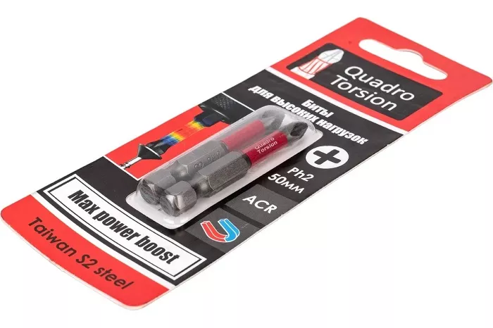 Бита 1/4" Ph2х50мм магнитная (2 шт) Quadro Torsion